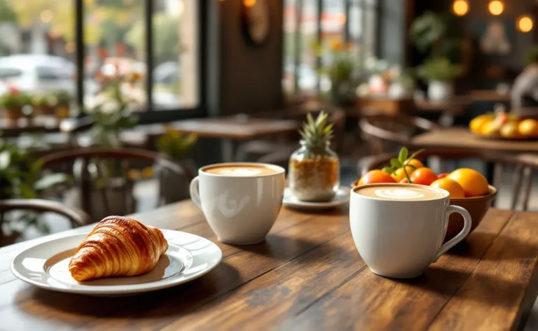 Brunch chaleureux dans un café lyonnais avec des mets variés et une ambiance conviviale.