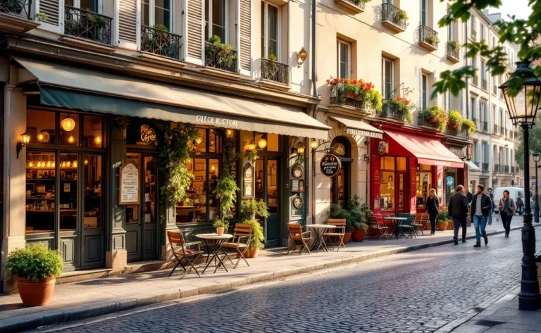 Cafés charmants bordant une rue pittoresque de Lyon, entourés de bâtiments historiques.
