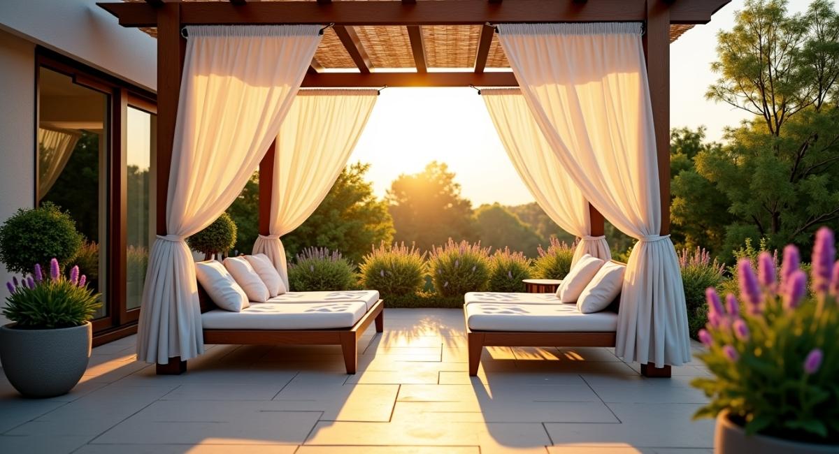Terrasse ombragée grace notamment a une pergola